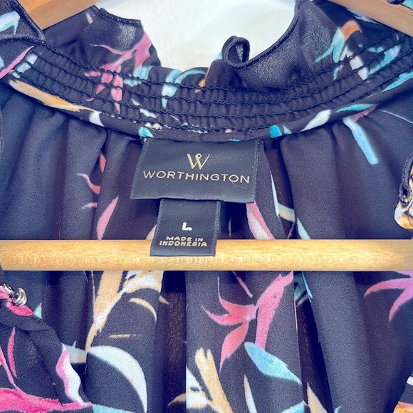 WORTHINGTON Floral Sleeveless Top Black - Picture 3 of 5